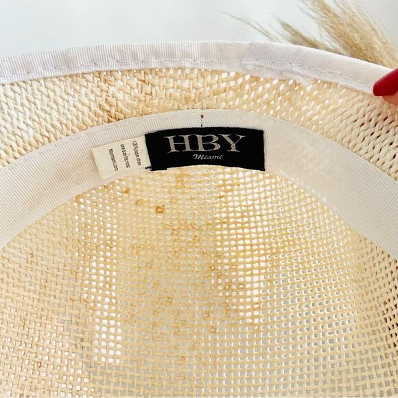 VINTAGE NORDSTROM Cream Tan Straw Wide Visor Brim White Bow Tie Ribbon Sun Hat - Picture 9 of 10